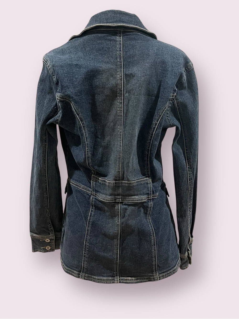 Dark Wash Vintage 2000s longline denim jacket - Picture 4 of 6